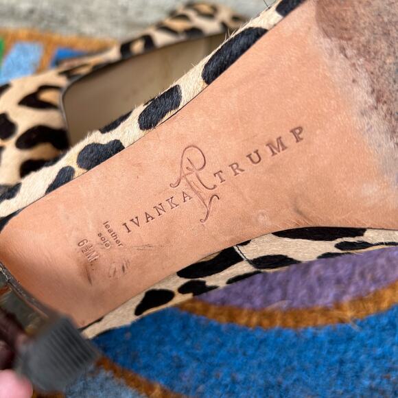 Ivanka Trump Janie Pump Heels Womens Size 6.5 Brown Leopard Fur Animal Print - Picture 7 of 9